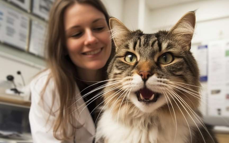 Gato Bosque de Noruega en el veterinario